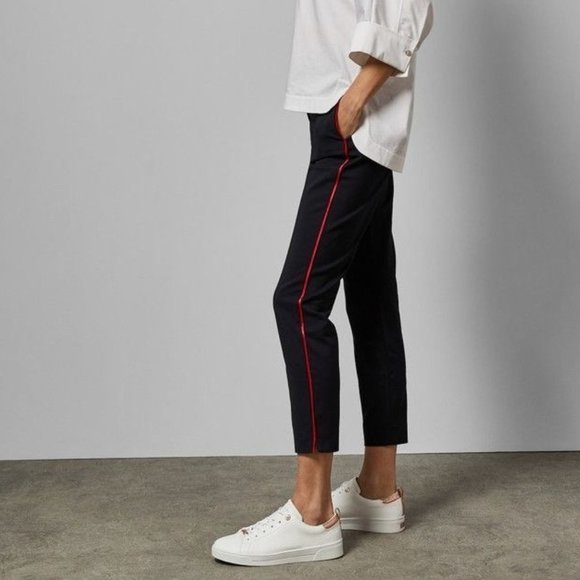 TED BAKER RAYYAA Piping Detail Skinny Pants in Dark Blue - Size 4 - Picture 1 of 6